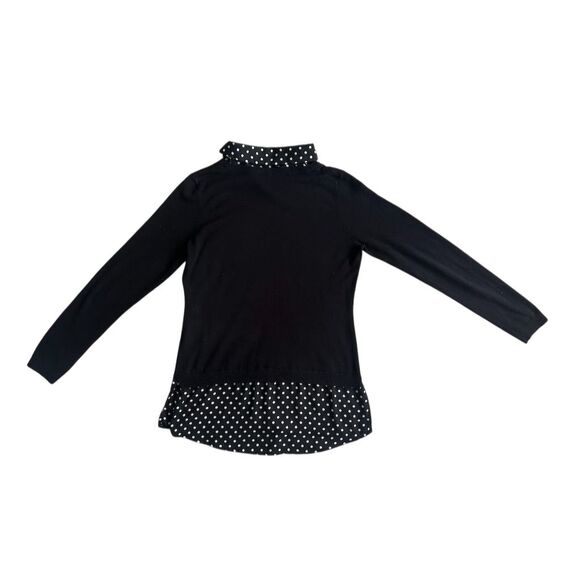 Adrianna Papell Women's Polka Dot Layered Sweater Top Black Size S - Picture 6 of 10
